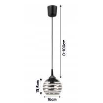 BERGE Sklenená LED závesná lampa 1xE27 - gulička s horizontálnymi pruhmi