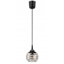 BERGE Sklenená LED závesná lampa 1xE27 - gulička s horizontálnymi pruhmi