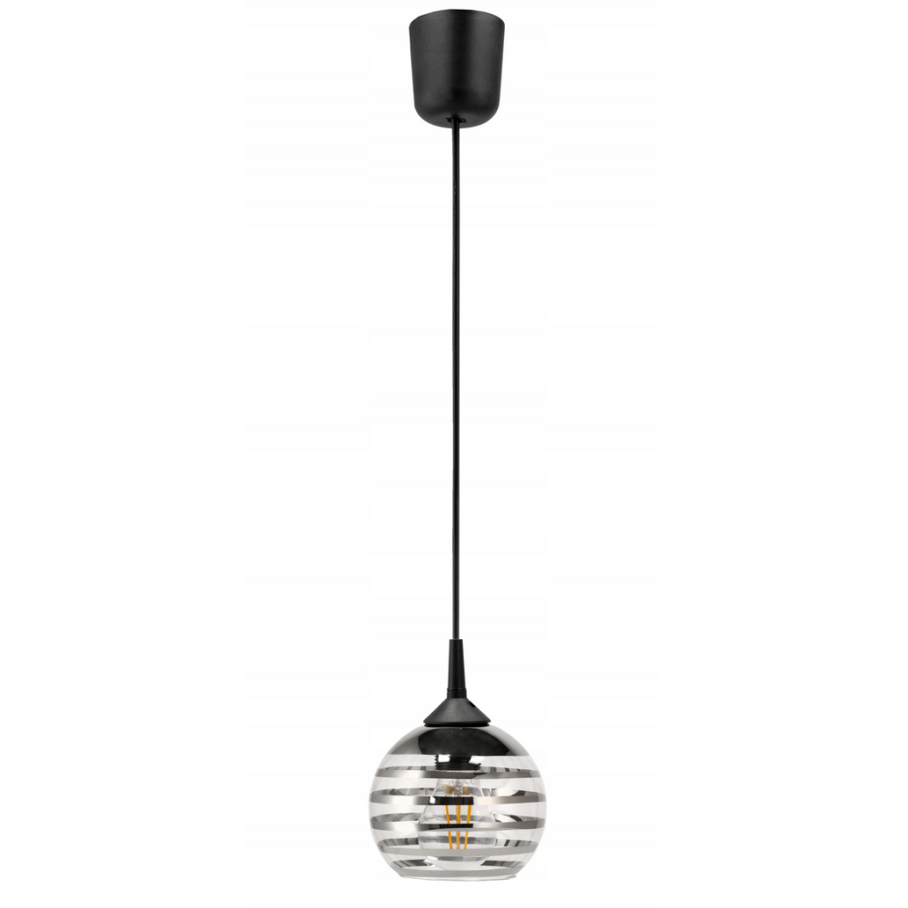 BERGE Sklenená LED závesná lampa 1xE27 - gulička s horizontálnymi pruhmi