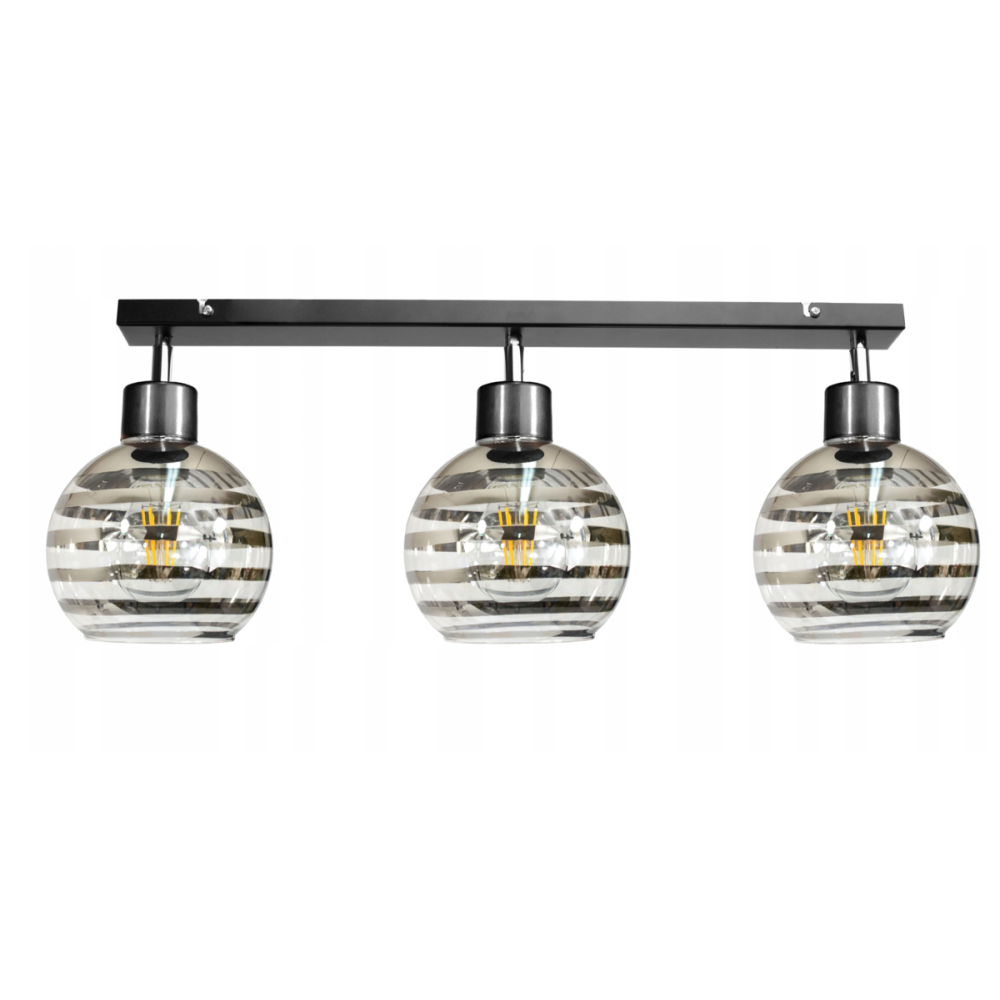 BERGE Sklenená LED závesná lampa 3xE27 - guľové horizontálne pruhy