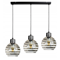 BERGE Sklenená LED závesná lampa 3xE27 - guľové horizontálne pruhy