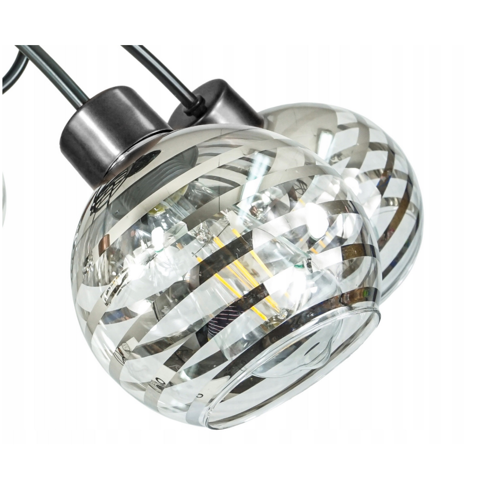 BERGE Sklenená LED závesná lampa 5xE27 - okrúhle horizontálne pruhy