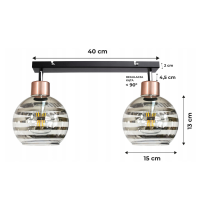 BERGE Sklenená LED závesná lampa Beam 2xE27 - okrúhle horizontálne pruhy