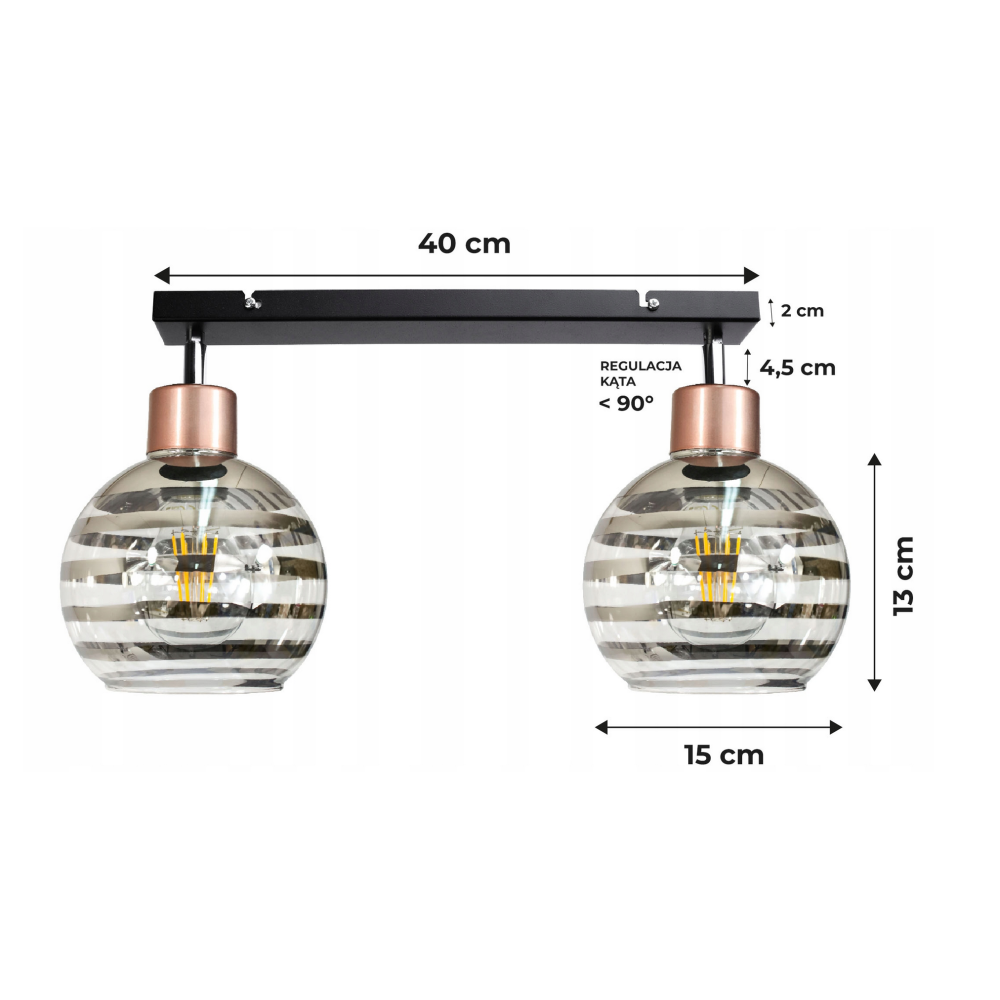 BERGE Sklenená LED závesná lampa Beam 2xE27 - okrúhle horizontálne pruhy