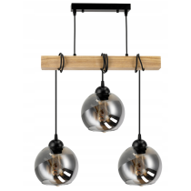 BERGE Sklenená LED závesná lampa Beam 3xE27 - dymová guľa