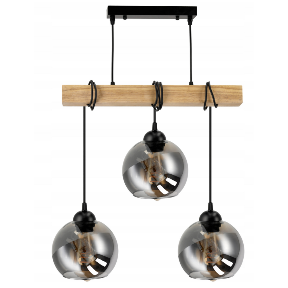 BERGE Sklenená LED závesná lampa Beam 3xE27 - dymová guľa