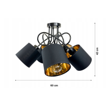 BERGE Závesné svietidlo LOFT - 5x E27 - GOLDEN tienidlo