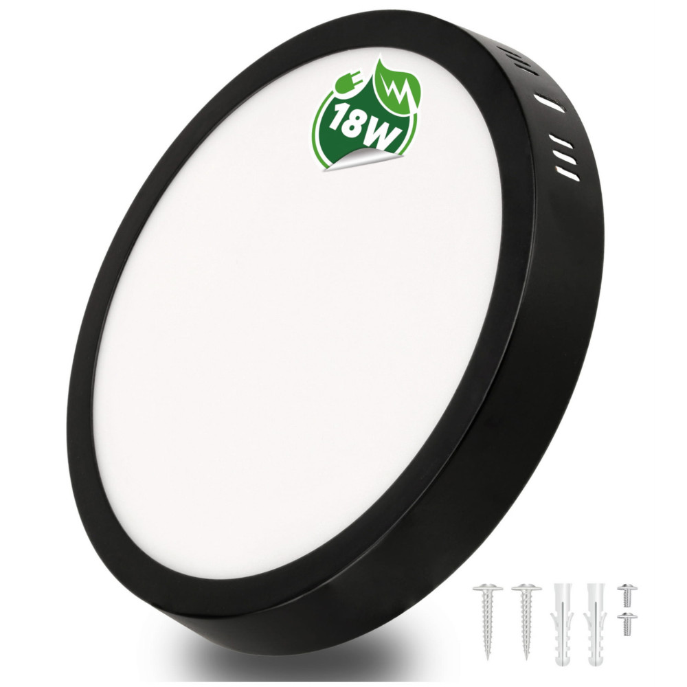 BERGE Okrúhly LED panel prisadený čierny - 18W - EMC - neutrálna biela