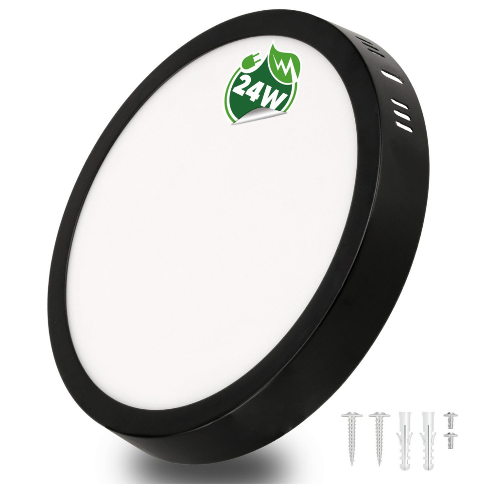 BERGE Prisadený okrúhly čierny LED panel 24W EMC - neutrálna biela