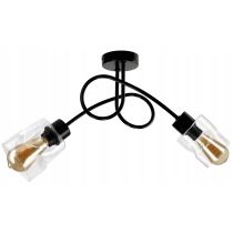 BERGE LED luster stropné svietidlo 2xE27, skladací sklenený štvorec, transparentný