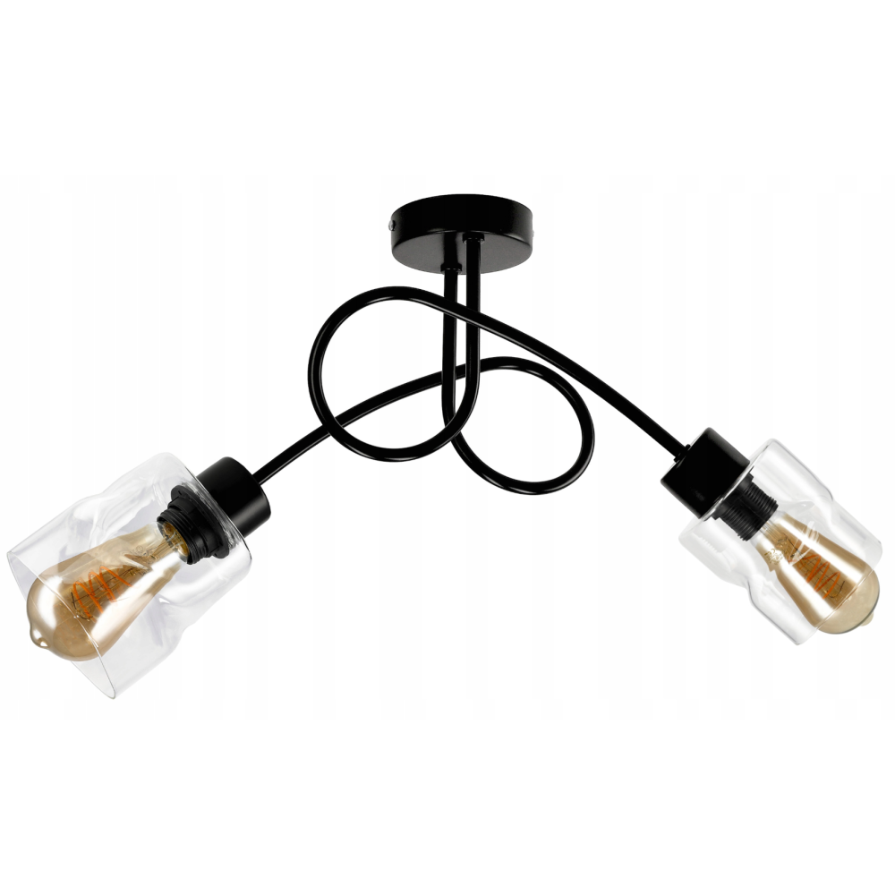 BERGE LED luster stropné svietidlo 2xE27, skladací sklenený štvorec, transparentný