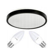 BERGE LED stropné svietidlo 2xE27 IP20 LARI-R BLACK + 2x E27 10W teplá biela sviečka