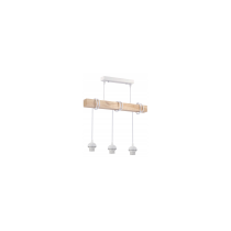 BERGE LED závesné stropné svietidlo biely drevený trám 3xE27 Hustý guľový luster LUCA