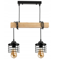 BERGE LED závesné stropné svietidlo drevený trám 2xE27 Loft Luster Spring