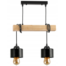 BERGE LED závesné stropné svietidlo drevený trám 2xE27 Luster Loft Cup Black
