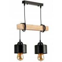 BERGE LED závesné stropné svietidlo drevený trám 2xE27 Luster Loft Cup Black