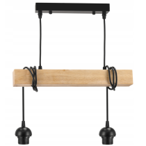 BERGE LED závesné stropné svietidlo, drevený trám, 2xE27, brilantný drevený luster