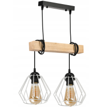BERGE LED závesné stropné svietidlo, drevený trám, 2xE27, Diamond White Luster