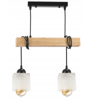 BERGE LED závesné stropné svietidlo, drevený trám, 2xE27, Luster Milk Cube