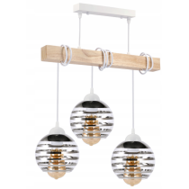 BERGE LED závesné stropné svietidlo, drevený trám, 3xE27 loft - biela