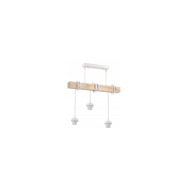 BERGE LED závesné stropné svietidlo, drevený trám, 3xE27, loft, brilantné drevo - biela