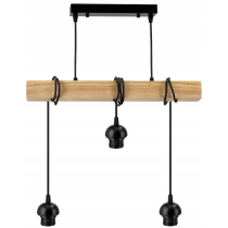 BERGE LED závesné stropné svietidlo, drevený trám, 3xE27, loft, mliečna kocka