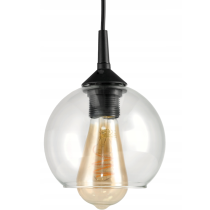 BERGE LED závesné stropné svietidlo, drevený trám, 3xE27, Luster, guľa, bezfarebný