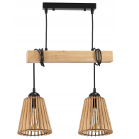 BERGE Závesné stropné LED svietidlo, drevený trám, 2xE27 kužeľový luster