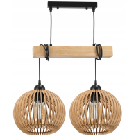 BERGE Závesné stropné svietidlo LED drevený trám 2xE27 Dense Ball Luster Luca