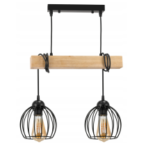 BERGE Závesné stropné svietidlo LED drevený trám 2xE27 Luster Wire ball