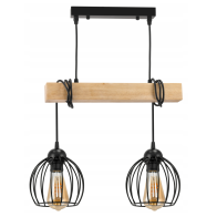 BERGE Závesné stropné svietidlo LED drevený trám 2xE27 Luster Wire ball