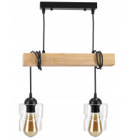 BERGE Závesné stropné svietidlo LED drevený trám 2xE27 štvorcový luster Rollable