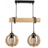 BERGE Závesné stropné svietidlo LED drevený trám 2xE27 Wooden Ball Luster