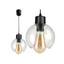 BERGE E27 LED luster závesné svietidlo, sklenená guľa, priehľadné