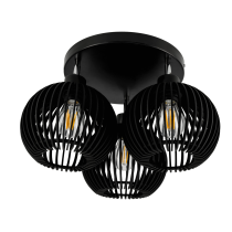 BERGE LED stropný závesný luster 3xE27 - nastaviteľný - drevený - čierny