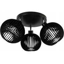 BERGE LED stropný závesný luster 3xE27 - nastaviteľný - drevený - čierny