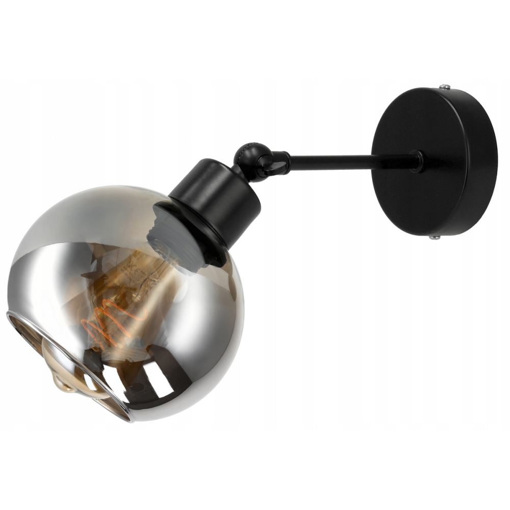 BERGE Sklenená LED nástenná lampa 1xE27 - dymová guľa