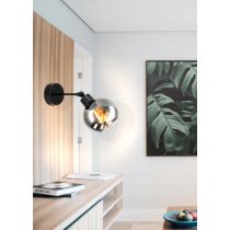 BERGE Sklenená LED nástenná lampa 1xE27 - dymová guľa