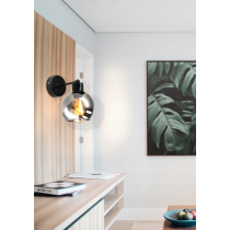BERGE Sklenená LED nástenná lampa 1xE27 - dymová guľa
