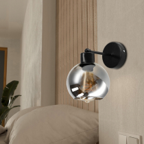 BERGE Sklenená LED nástenná lampa 1xE27 - dymová guľa