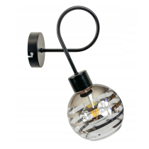 BERGE Sklenená LED nástenná lampa 1xE27 - gulička s horizontálnymi pruhmi