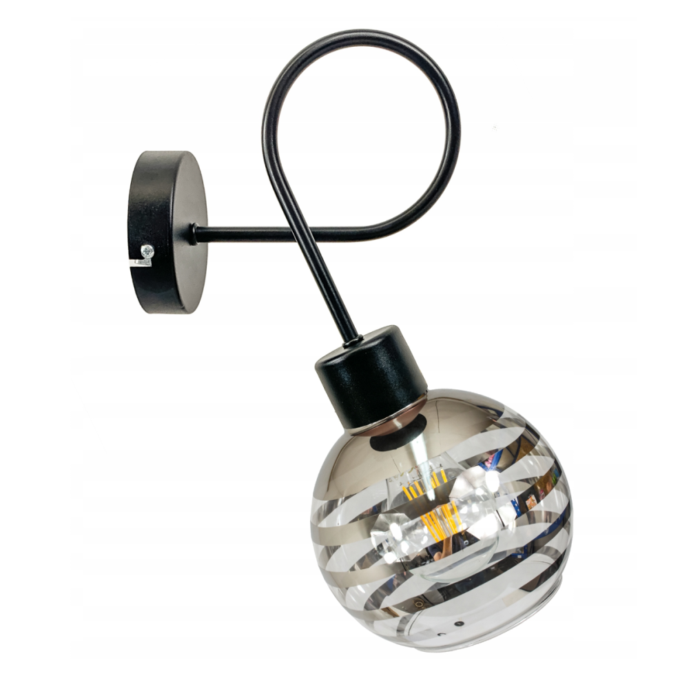 BERGE Sklenená LED nástenná lampa 1xE27 - gulička s horizontálnymi pruhmi