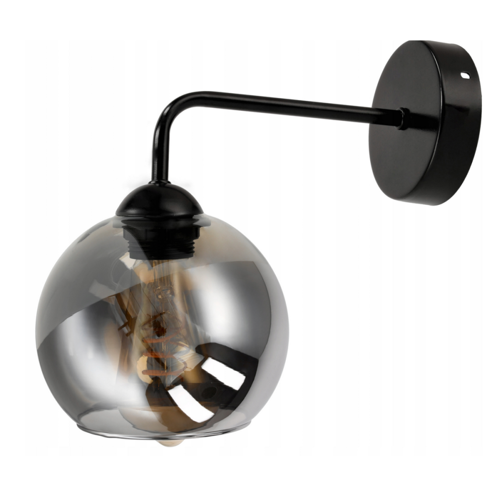 BERGE Sklenená LED nástenná lampa 1xE27 - dymová guľa