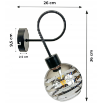 BERGE Sklenená LED nástenná lampa 1xE27 - gulička s horizontálnymi pruhmi