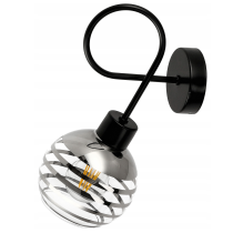 BERGE Sklenená LED nástenná lampa 1xE27 - gulička s horizontálnymi pruhmi