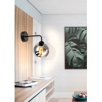 BERGE Sklenená LED nástenná lampa 1xE27 - dymová guľa