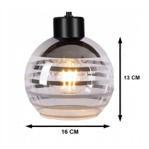 BERGE Sklenená LED nástenná lampa 1xE27 - gulička s horizontálnymi pruhmi