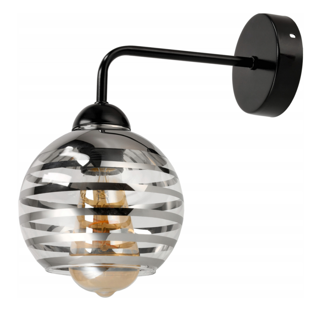 BERGE Sklenená LED nástenná lampa 1xE27 - gulička s horizontálnymi pruhmi