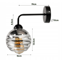 BERGE Sklenená LED nástenná lampa 1xE27 - gulička s horizontálnymi pruhmi