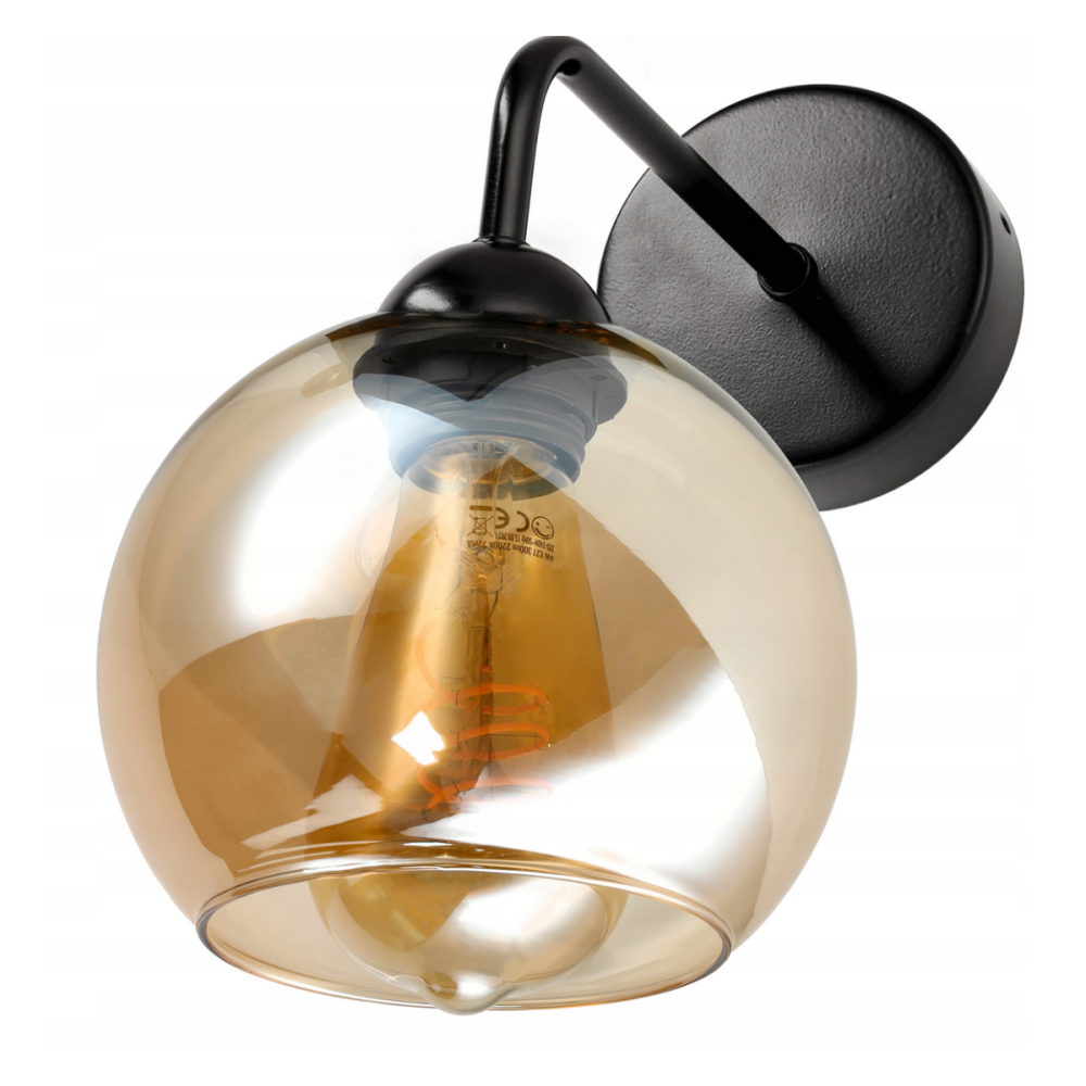 BERGE Sklenená LED nástenná lampa 1xE27 - jantárová farba